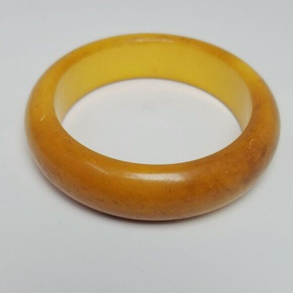 Vintage Chunky Orange Plastic Curved Bangle Bracelet, Retro 60s Style, Estate - Picture 5 of 7
